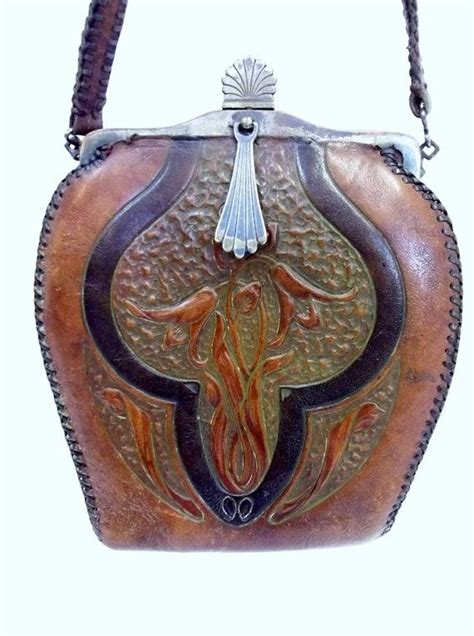 Antique Jemco Tooled Leather Purse Turnloc Clasp Closure Art Etsy