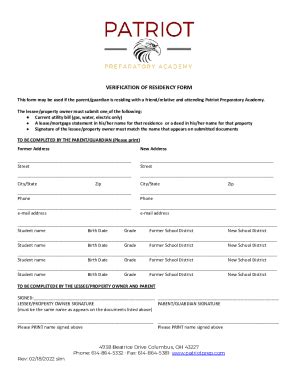 Fillable Online Verification Of Residency Form Rtf Fax Email Print