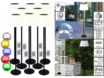 Lunartec Terrassen Lampe LED 8er Set Solar LED Tisch Stehleuchte