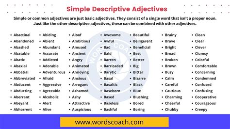 Descriptive Adjectives List Of Useful Descriptive Adjectives In