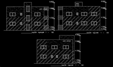 The Front And Back Side Elevation View Of The 13x14m House Building Cadbull