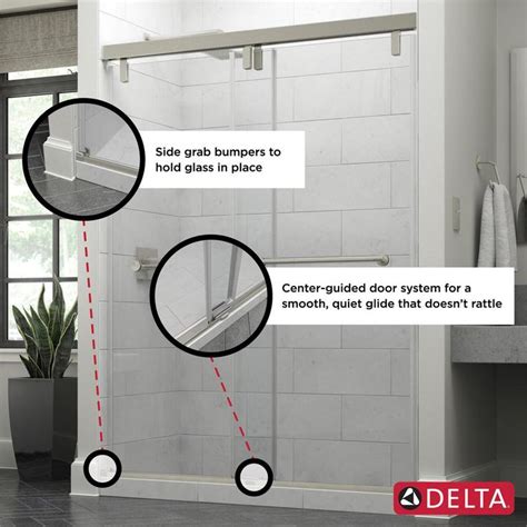 Delta Everly In X In Mod Semi Frameless Sliding Shower Door