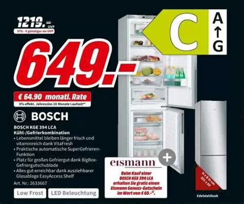 Bosch Kge Lca K Hl Gefrierkombination Angebot Bei Mediamarkt