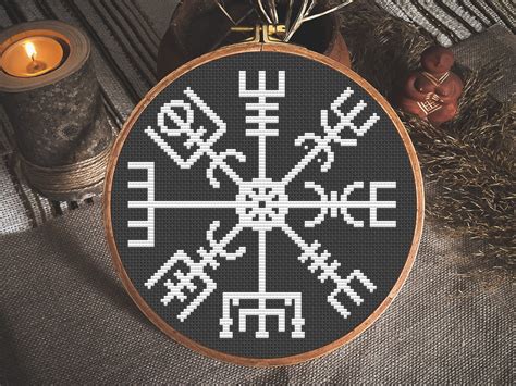 Vegvisir Runic Compass Cross Stitch Pattern PDF Viking Symbol Of