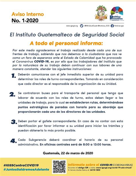 Trabajadores IGSS AVISOS Instituto Guatemalteco De Seguridad Social