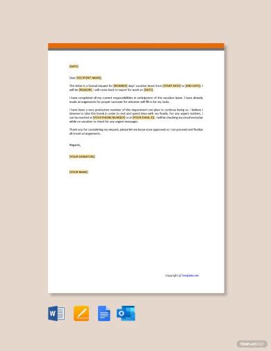 Sample Vacation Request Letters In Pdf Ms Word Google Docs