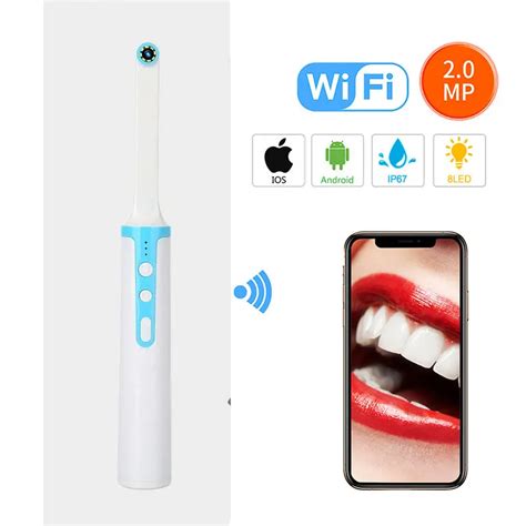 Câmera intraoral oral de 1080p hd wifi endoscópio sem fio luz led