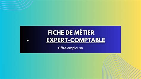 Expert Comptable Fiche De M Tier Comp Tences Et Formations Offre