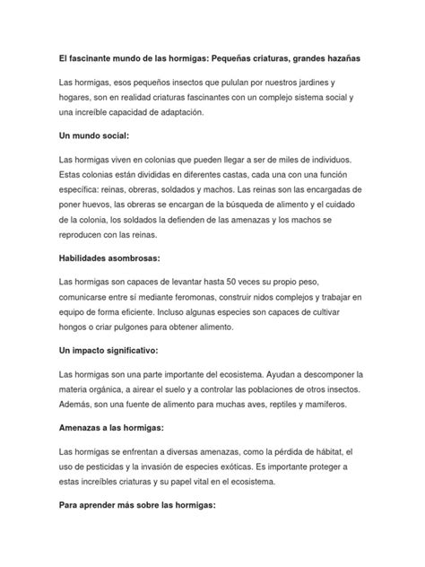 El Fascinante Mundo De Las Hormigas Pdf