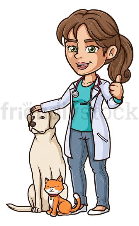 Happy Female Veterinarian Cartoon Clipart Vector - FriendlyStock