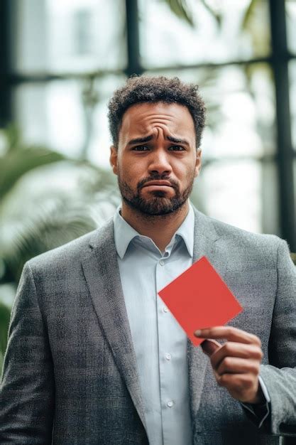 A Businessman With A Disappointed Look Presents A Red Fail Tick