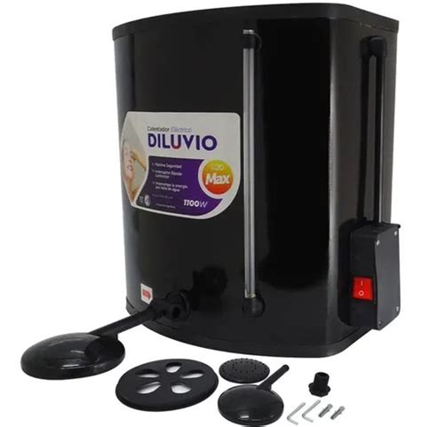 Ducha El Ctrica Calefon D Max Lt Diluvio Negro Enlozado