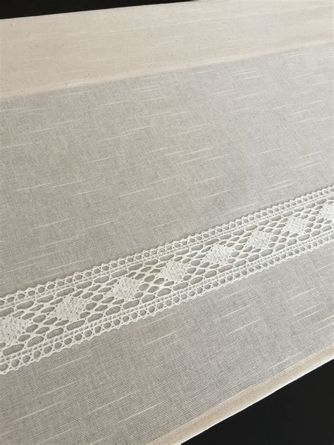 White Cotton Curtains Cafe Curtains Kitchen Valance Linen Lace | Etsy