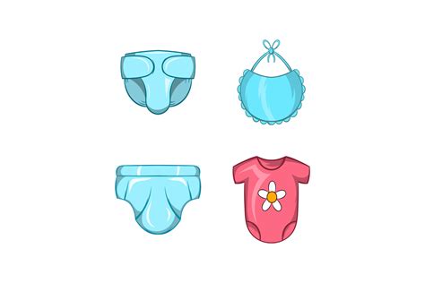 Baby Clothes Icon Set, Cartoon Style Graphic by ylivdesign · Creative ...