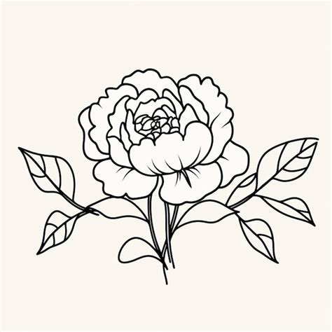 Un Disegno In Bianco E Nero Di Una Rosa Con Foglie Generative Ai Foto