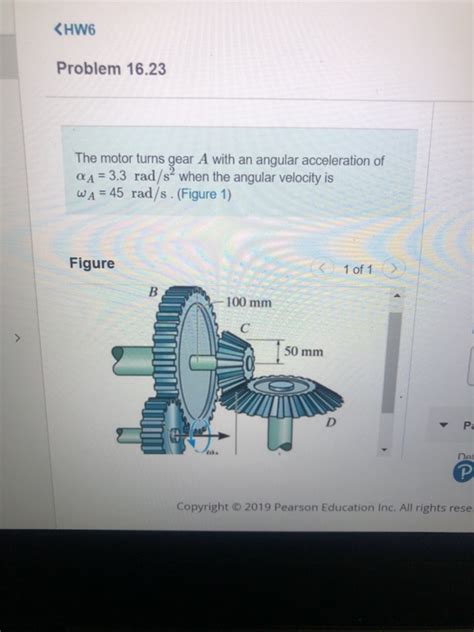 Solved The Motor Turns Gear A With An Angular Acceleration