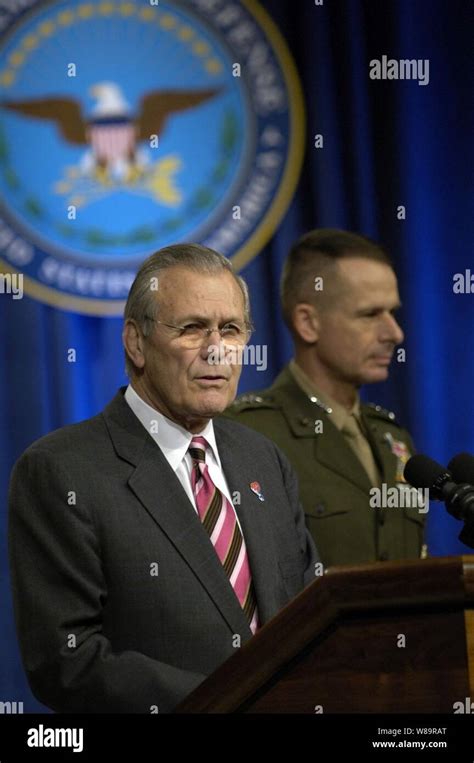 Secretary Of Defense Donald H Rumsfeld Addresses Pentagon Employees