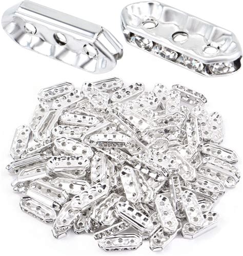 Amazon BronaGrand 100pcs Silver Rhinestone Spacer Bars 3 Holes