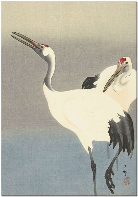 Japanese Woodblock Art Two Cranes Ohara Koson Canvas Print X