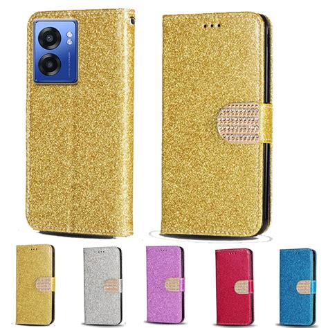 Funda De Cuero Con Tapa Para M Vil Carcasa Con Purpurina Y Diamante