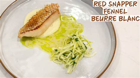 Fine Dining Crispy Red Snapper With Fennel Puree Fennel Salad And