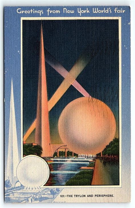 1939 New York World S Fair Trylon And Perisphere ART Deco Linen