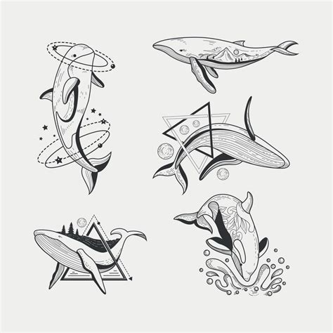 Minimalist Whale Tattoo 10945055 Vector Art at Vecteezy