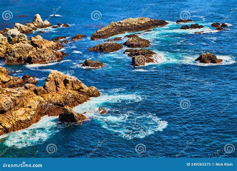 Ocean Waves Crashing Into Rock Protrusions Stock Image Image Of