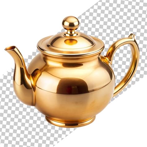Premium Psd Golden Teapot Isolated On Transparent Background Png