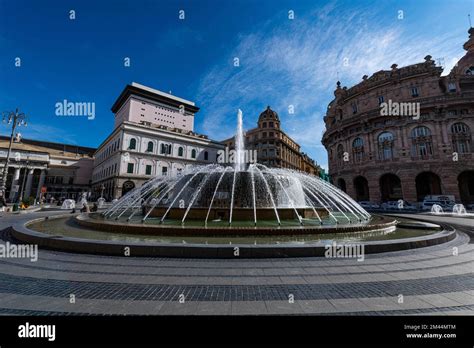 Piazza De Ferrari Unesco World Heritage Site Genoa Italy Stock Photo