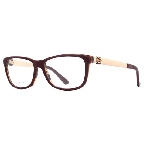 Gucci Gg 3785 Lvs 53mm Burgundy Havana Gold Women S Rectangular Eyeglasses