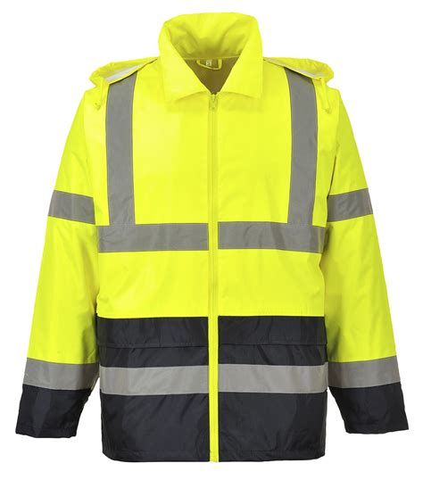 Portwest Uh High Visibility Rain Jacket Black Bottom Iwantworkwear