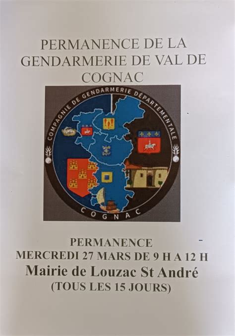 Permanences De La Brigade Mobile De Gendarmerie De Val De Cognac