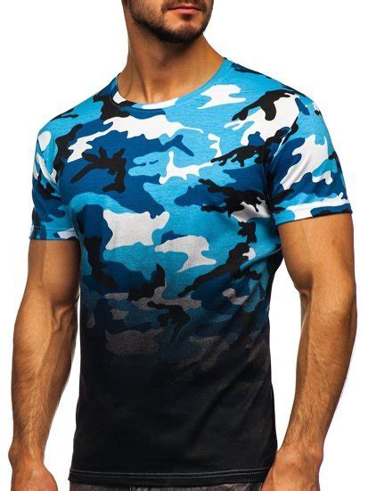 Bolf Herren T Shirt Mit Motiv Camo Azurblau S808