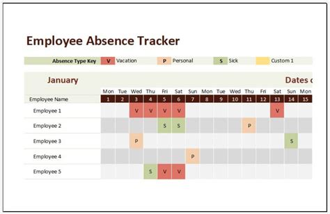 Employee Absence Tracker Templates for MS Excel | Download