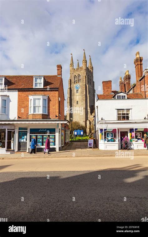 Shops And St Mildreds Church Tower On The Attractive High Street In