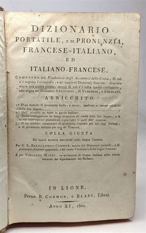 Dizionario Portatile E Di Pronunzia Frances Italiano E Italiano