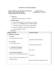 ENGLISH FACT AND OPINION 4 Docx A Detailed Lesson Plan In English IV