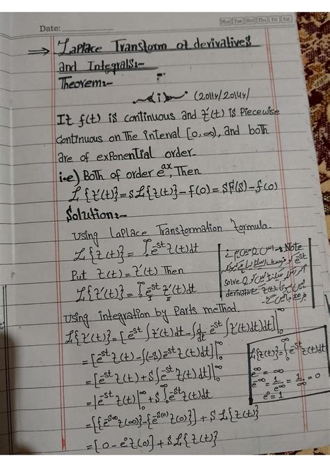 Solution Laplace Transform Of Derivative And Integrals Studypool