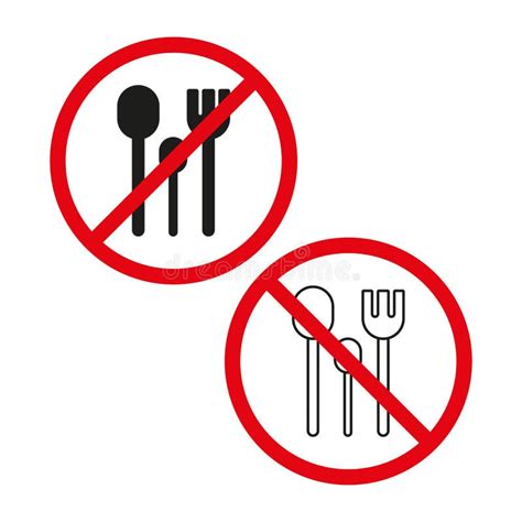 No Eating Allowed Sign No Cutlery Symbol Prohibited Fork And Spoon Vector Illustration Eps