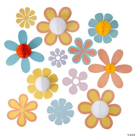 Groovy Party Jumbo Flower Cutouts 12 Pc