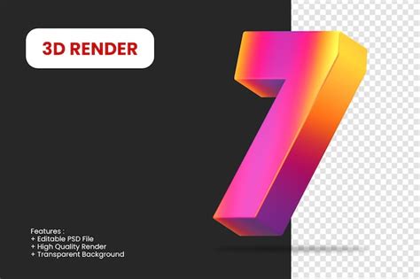 Premium PSD | 3d render number 7 with abstract texture isolated