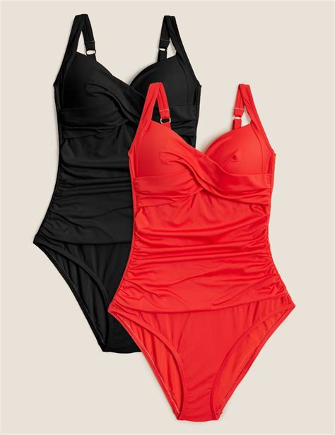 2 Pack Tummy Control Plunge Swimsuits Mands Collection Mands