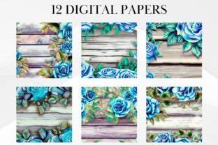 Boards And Blue Roses Digital Paper Graphic By Jallydesign Creative