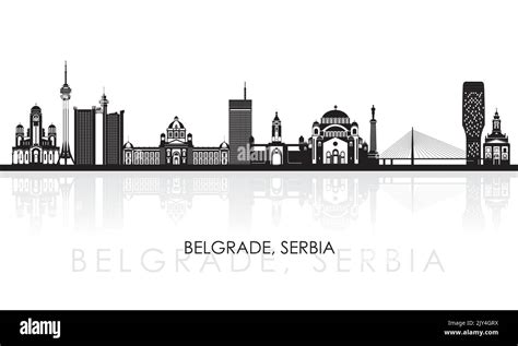 Silhouette Skyline Panorama Of City Of Belgrade Serbia Vector