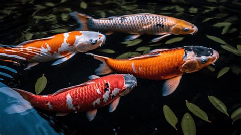 Koi Jepang Berenang Di Air Ikan Foto Fotografi Hd Latar Belakang