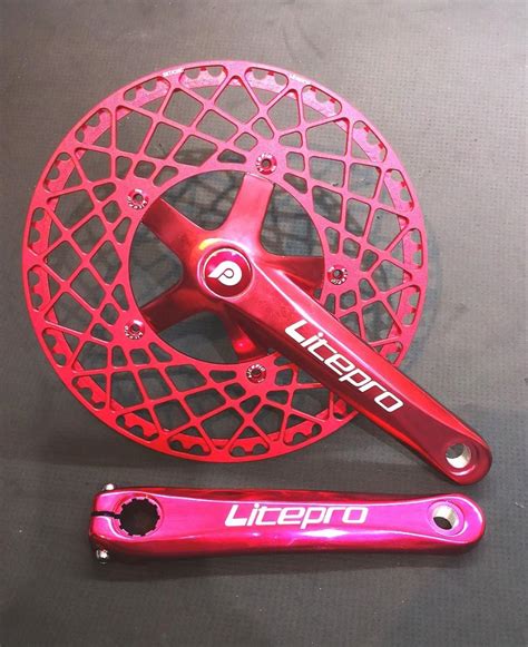 56t Red Hollowtech Crankset 130bcd 24mm Spindle 170mm Arm 115mm Spindle Length Litepro 850g For