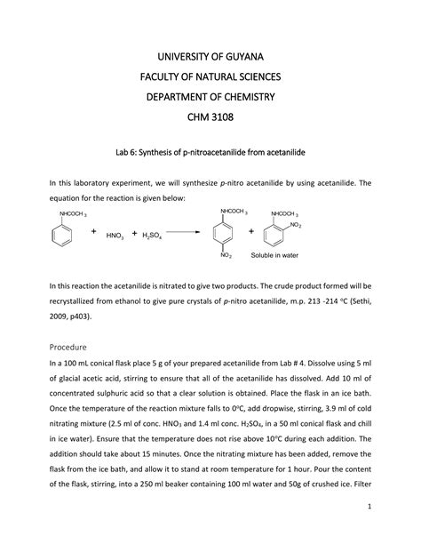 Lab 6 Synthesis of p-nitro acetanilide