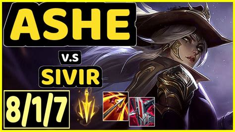 Ashe Vs Sivir 817 Kda Bottom Adc Gameplay Euw Ranked Diamond