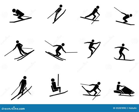 Ski Icons Set Stock Vector Illustration Of Leisure Isolated 35287890